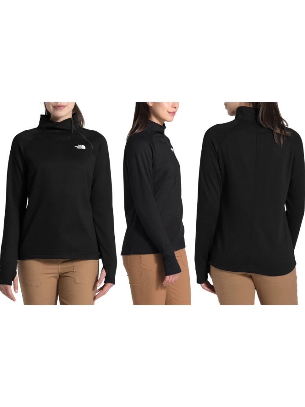 The North Face Sweatshirt Womens S Black Fleece Canyonlands 1/4 Zip Thumbholes